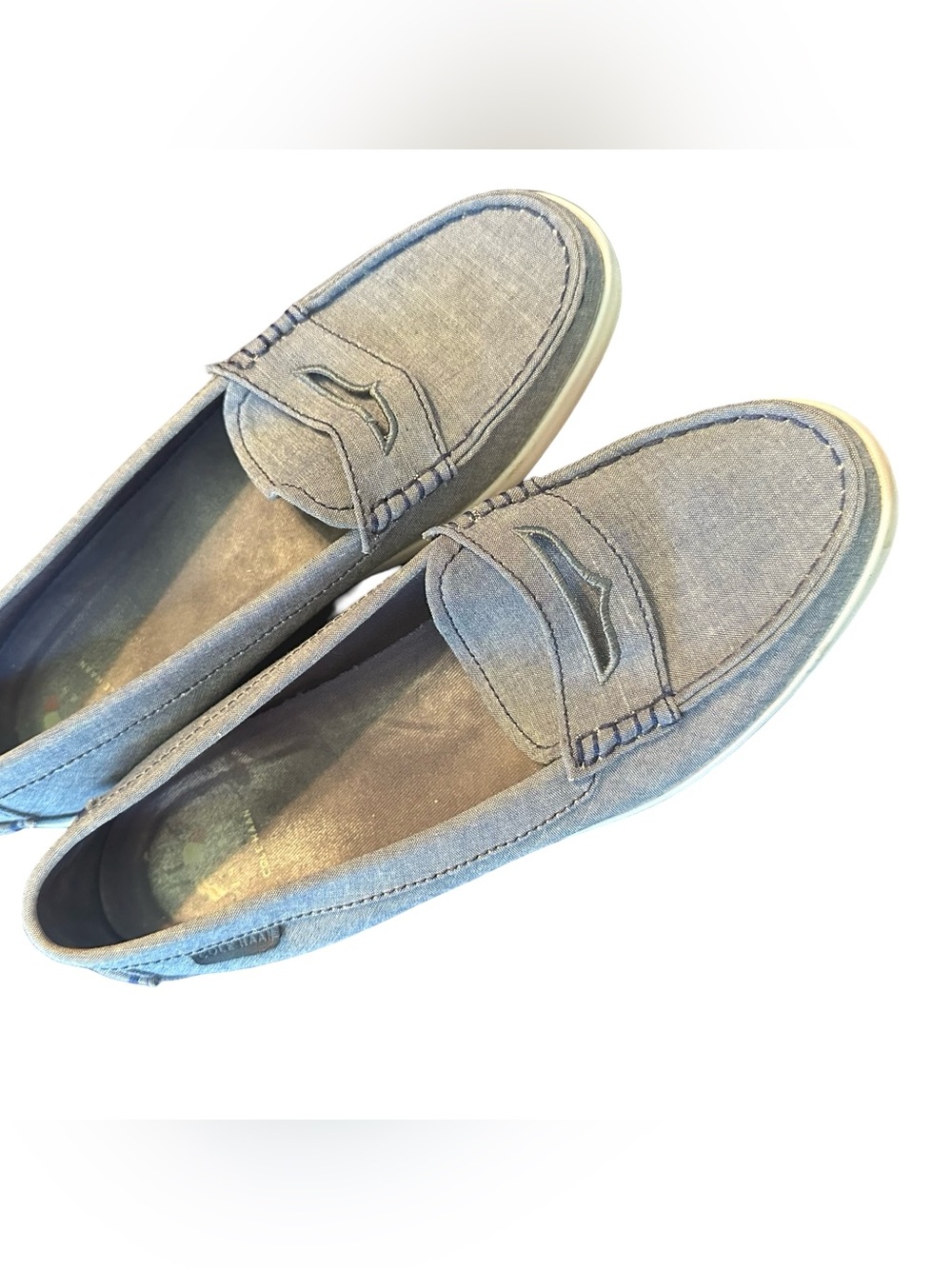Cole Haan women’s preppy Blue Canvas Penny Loafers 8.5 - Picture 3 of 7